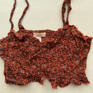 Egg Collective Orange Ruffled Crop Camisole